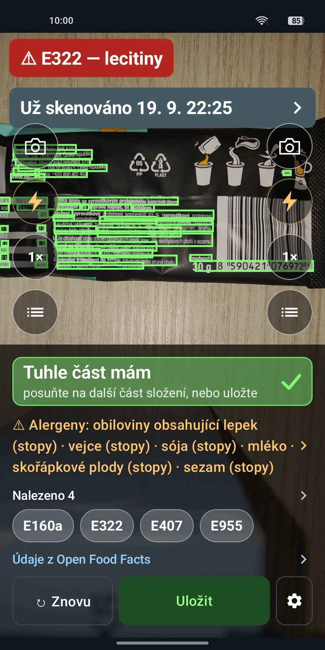 Hledáček: aplikace čte složení a rovnou zvýrazňuje éčka a alergeny
